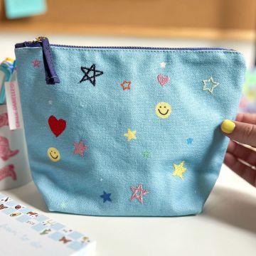 Embroidered Icons Canvas Pouch